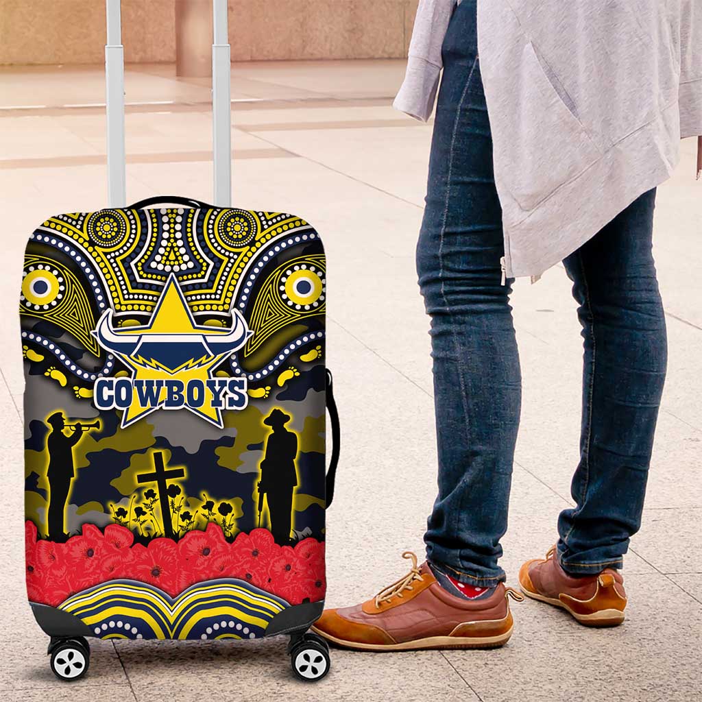 ANZAC Day North Queensland Cowboys Luggage Cover Military Memorial Aboriginal Indigenous Art