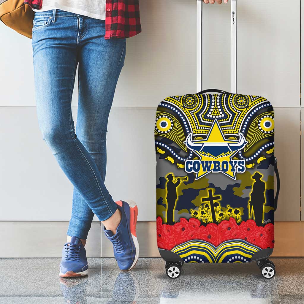ANZAC Day North Queensland Cowboys Luggage Cover Military Memorial Aboriginal Indigenous Art