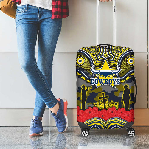 ANZAC Day North Queensland Cowboys Luggage Cover Military Memorial Aboriginal Indigenous Art