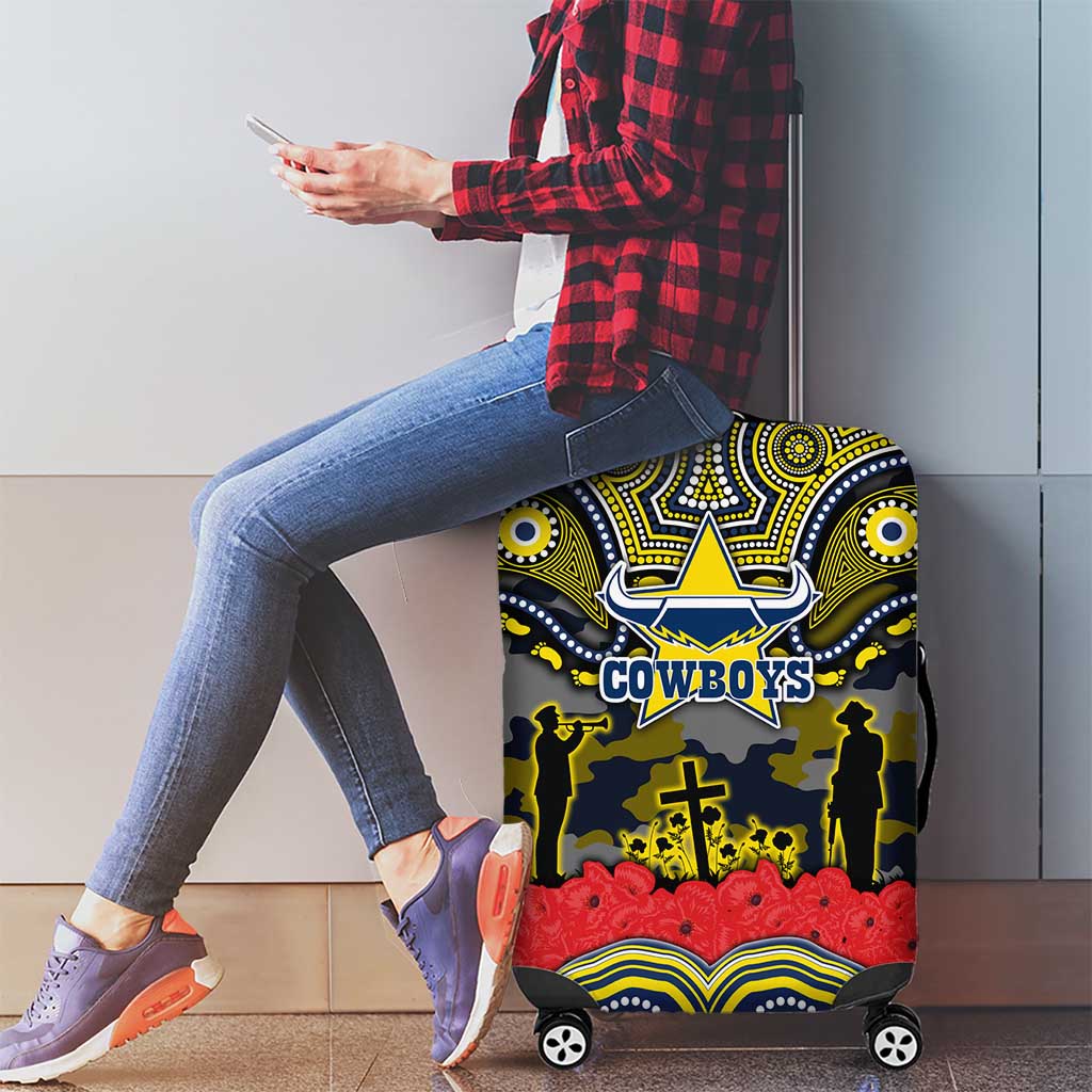 ANZAC Day North Queensland Cowboys Luggage Cover Military Memorial Aboriginal Indigenous Art