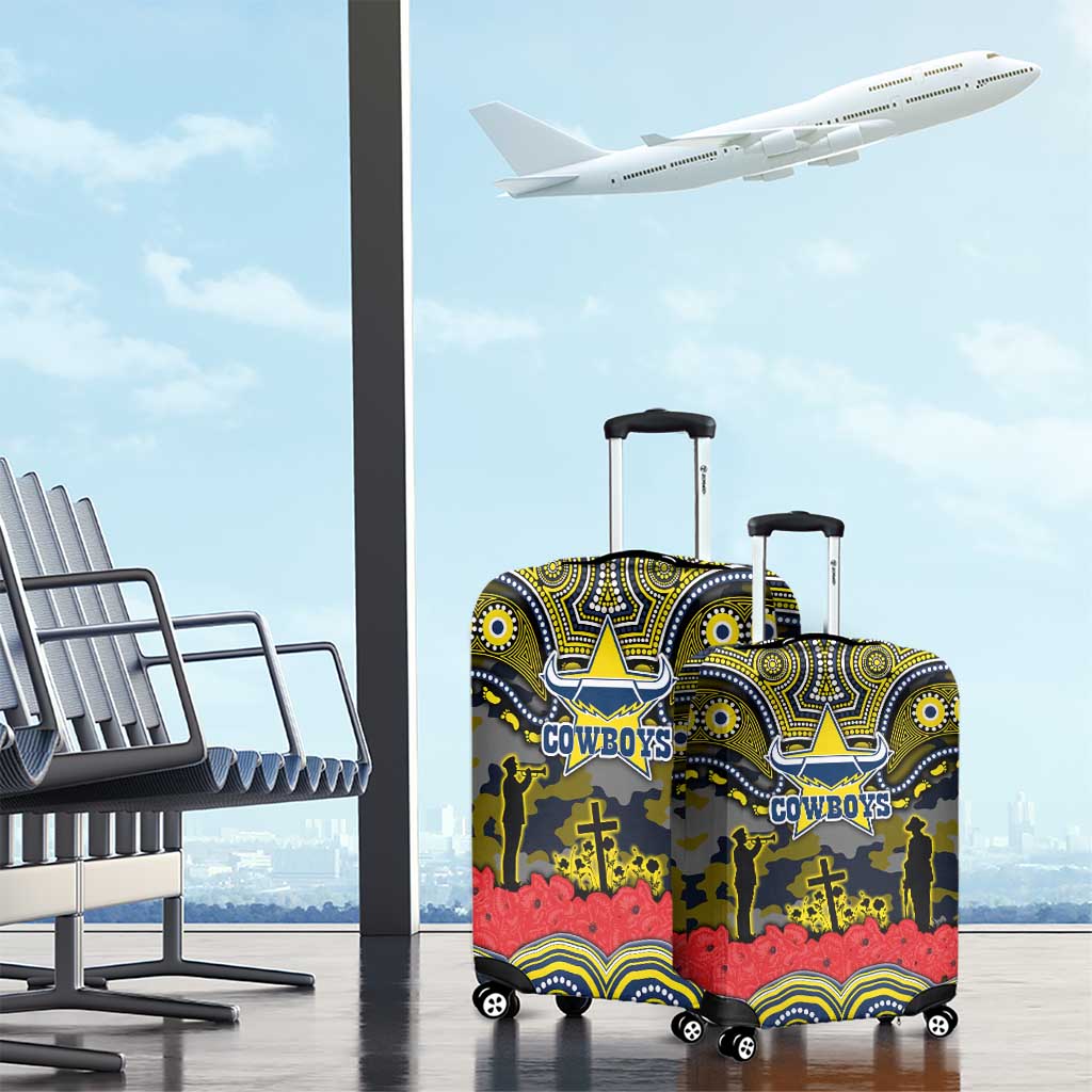 ANZAC Day North Queensland Cowboys Luggage Cover Military Memorial Aboriginal Indigenous Art