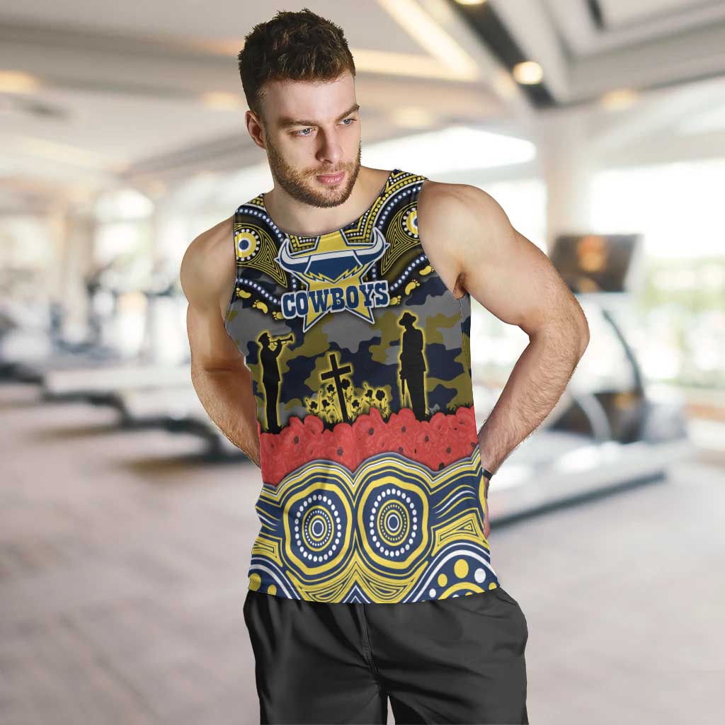 ANZAC Day North Queensland Cowboys Men Tank Top Military Memorial Aboriginal Indigenous Art