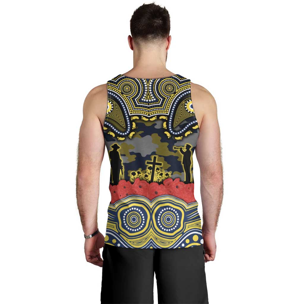 ANZAC Day North Queensland Cowboys Men Tank Top Military Memorial Aboriginal Indigenous Art