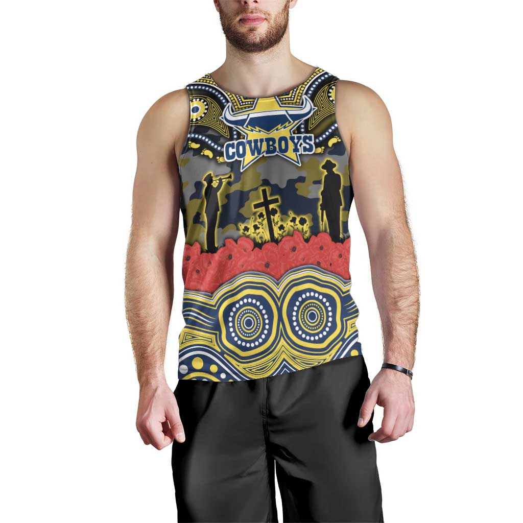 ANZAC Day North Queensland Cowboys Men Tank Top Military Memorial Aboriginal Indigenous Art