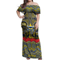 ANZAC Day North Queensland Cowboys Off Shoulder Maxi Dress Military Memorial Aboriginal Indigenous Art