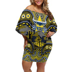 ANZAC Day North Queensland Cowboys Off Shoulder Short Dress Military Memorial Aboriginal Indigenous Art