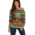 ANZAC Day North Queensland Cowboys Off Shoulder Sweater Military Memorial Aboriginal Indigenous Art