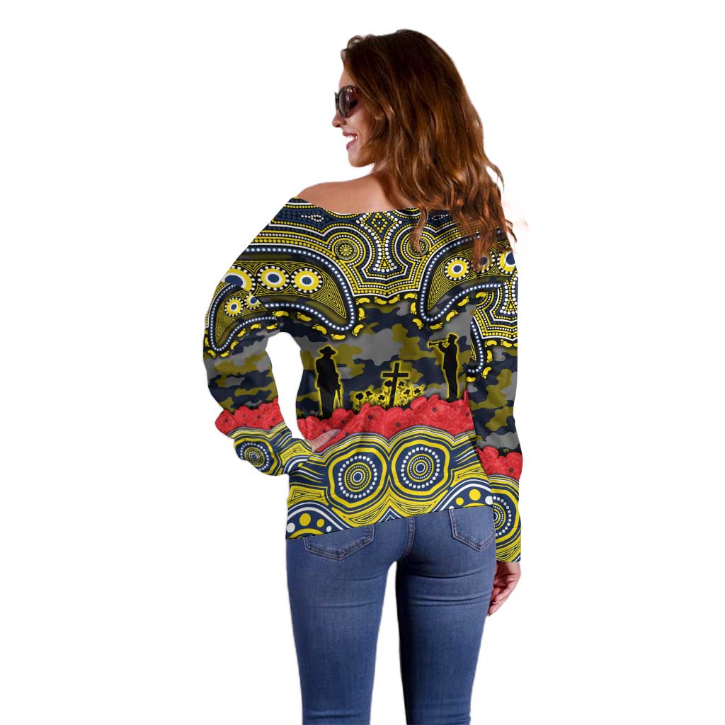 ANZAC Day North Queensland Cowboys Off Shoulder Sweater Military Memorial Aboriginal Indigenous Art
