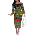 ANZAC Day North Queensland Cowboys Off The Shoulder Long Sleeve Dress Military Memorial Aboriginal Indigenous Art