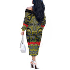 ANZAC Day North Queensland Cowboys Off The Shoulder Long Sleeve Dress Military Memorial Aboriginal Indigenous Art