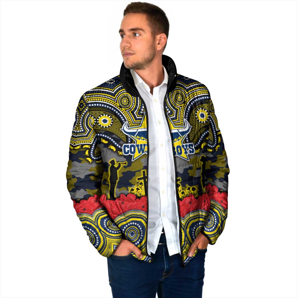 ANZAC Day North Queensland Cowboys Padded Jacket Military Memorial Aboriginal Indigenous Art