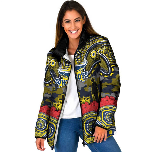 ANZAC Day North Queensland Cowboys Padded Jacket Military Memorial Aboriginal Indigenous Art