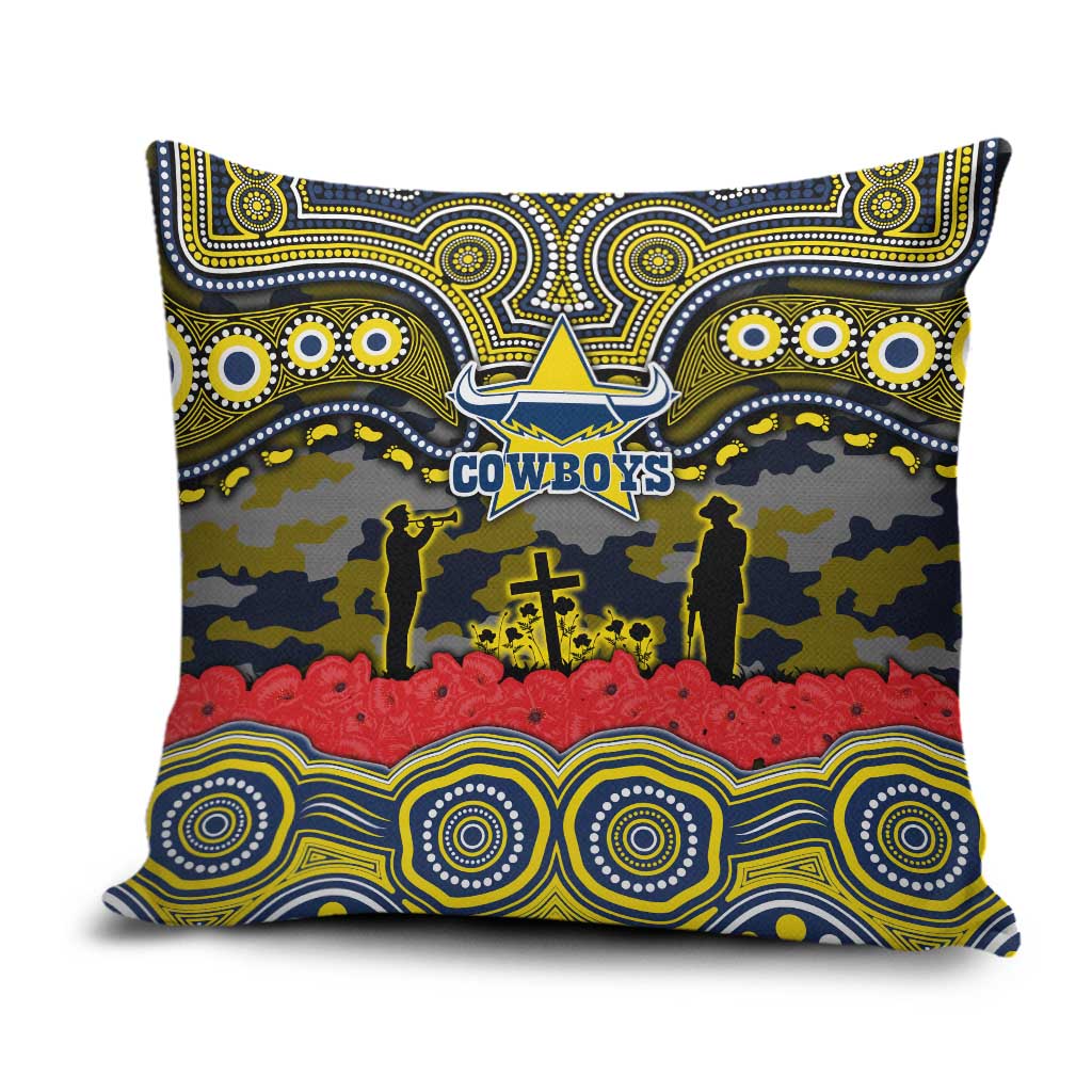 ANZAC Day North Queensland Cowboys Pillow Cover Military Memorial Aboriginal Indigenous Art