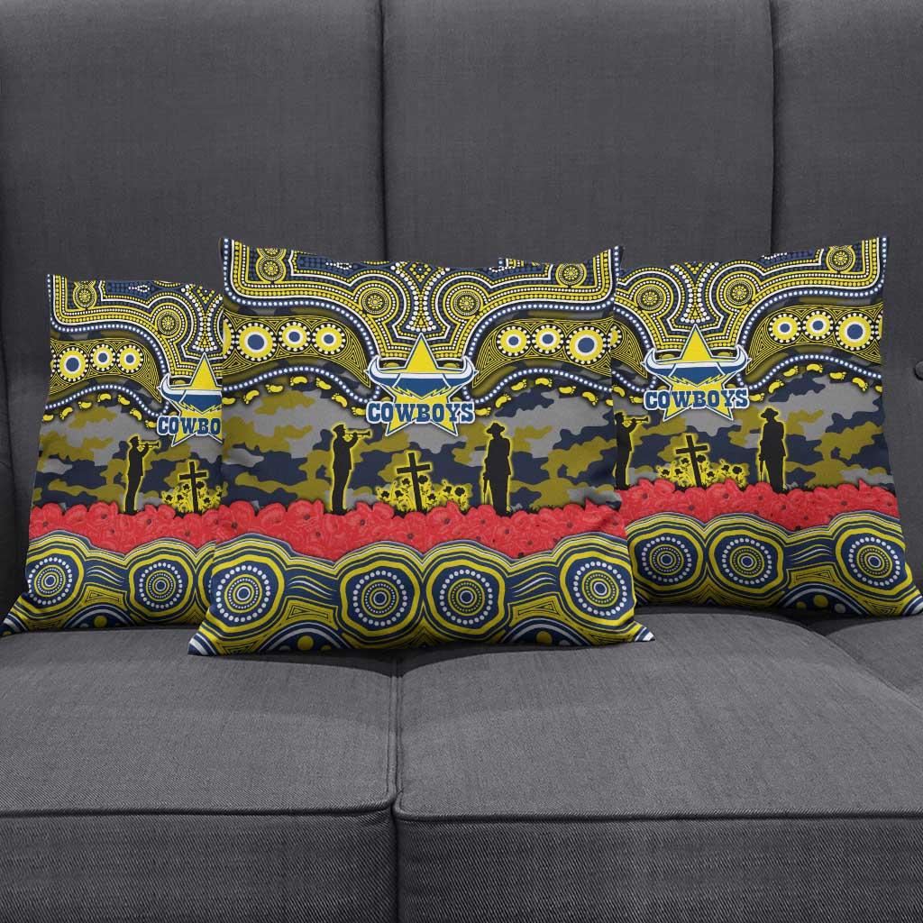 ANZAC Day North Queensland Cowboys Pillow Cover Military Memorial Aboriginal Indigenous Art