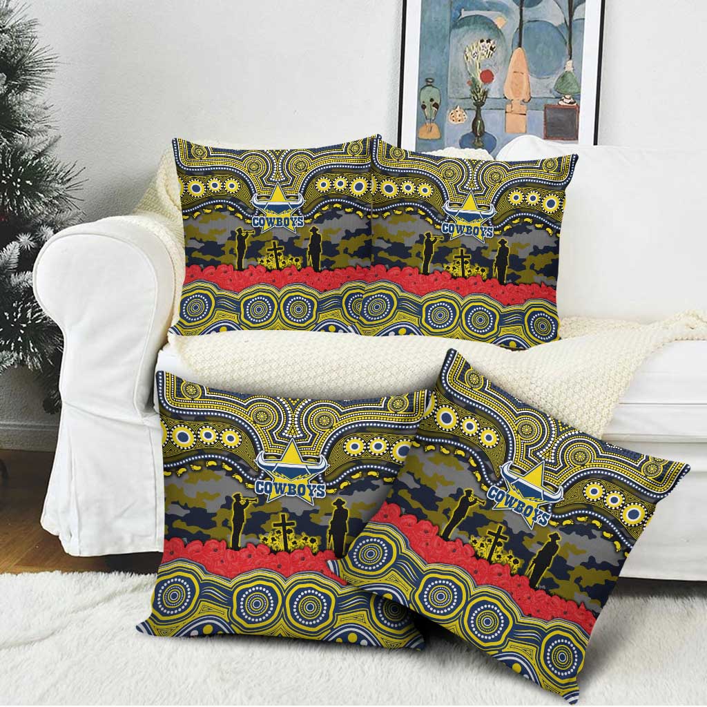 ANZAC Day North Queensland Cowboys Pillow Cover Military Memorial Aboriginal Indigenous Art
