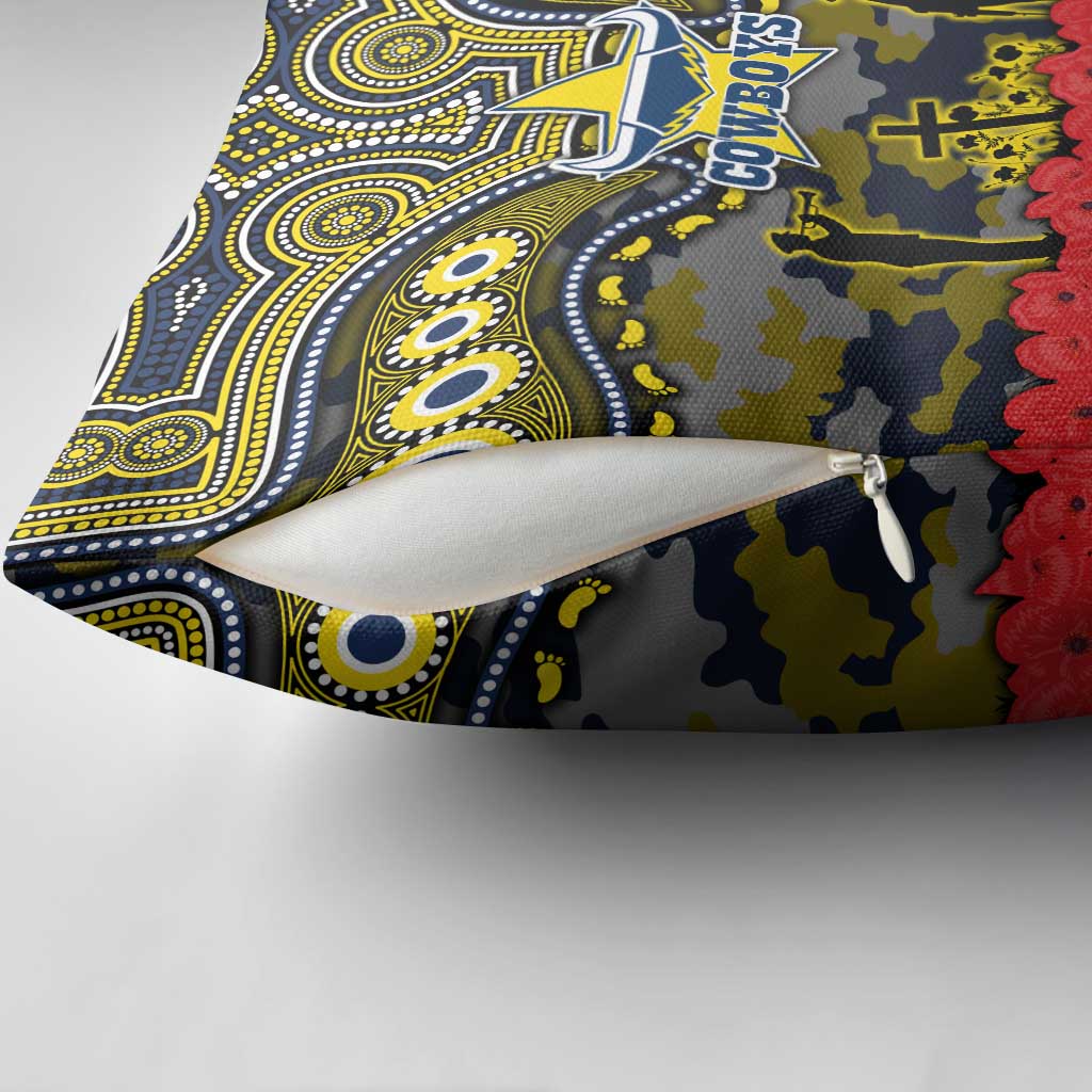 ANZAC Day North Queensland Cowboys Pillow Cover Military Memorial Aboriginal Indigenous Art