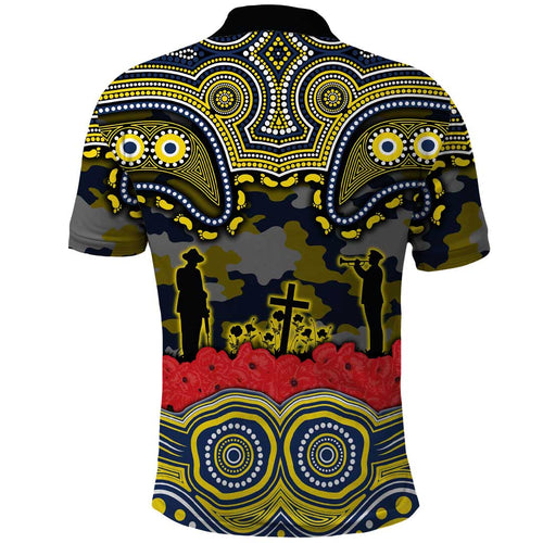 ANZAC Day North Queensland Cowboys Polo Shirt Military Memorial Aboriginal Indigenous Art