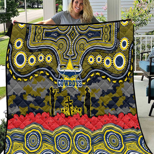 ANZAC Day North Queensland Cowboys Quilt Military Memorial Aboriginal Indigenous Art