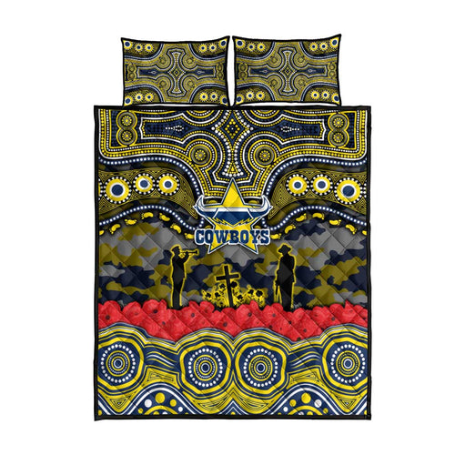 ANZAC Day North Queensland Cowboys Quilt Bed Set Military Memorial Aboriginal Indigenous Art