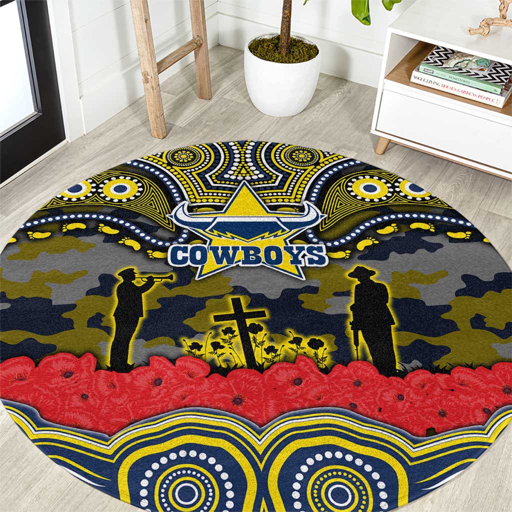 ANZAC Day North Queensland Cowboys Round Carpet Military Memorial Aboriginal Indigenous Art