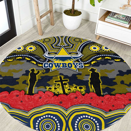 ANZAC Day North Queensland Cowboys Round Carpet Military Memorial Aboriginal Indigenous Art