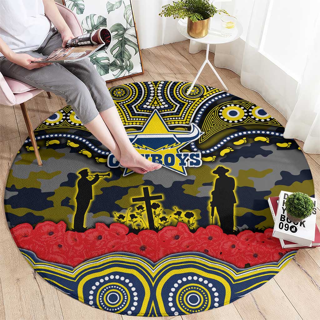 ANZAC Day North Queensland Cowboys Round Carpet Military Memorial Aboriginal Indigenous Art