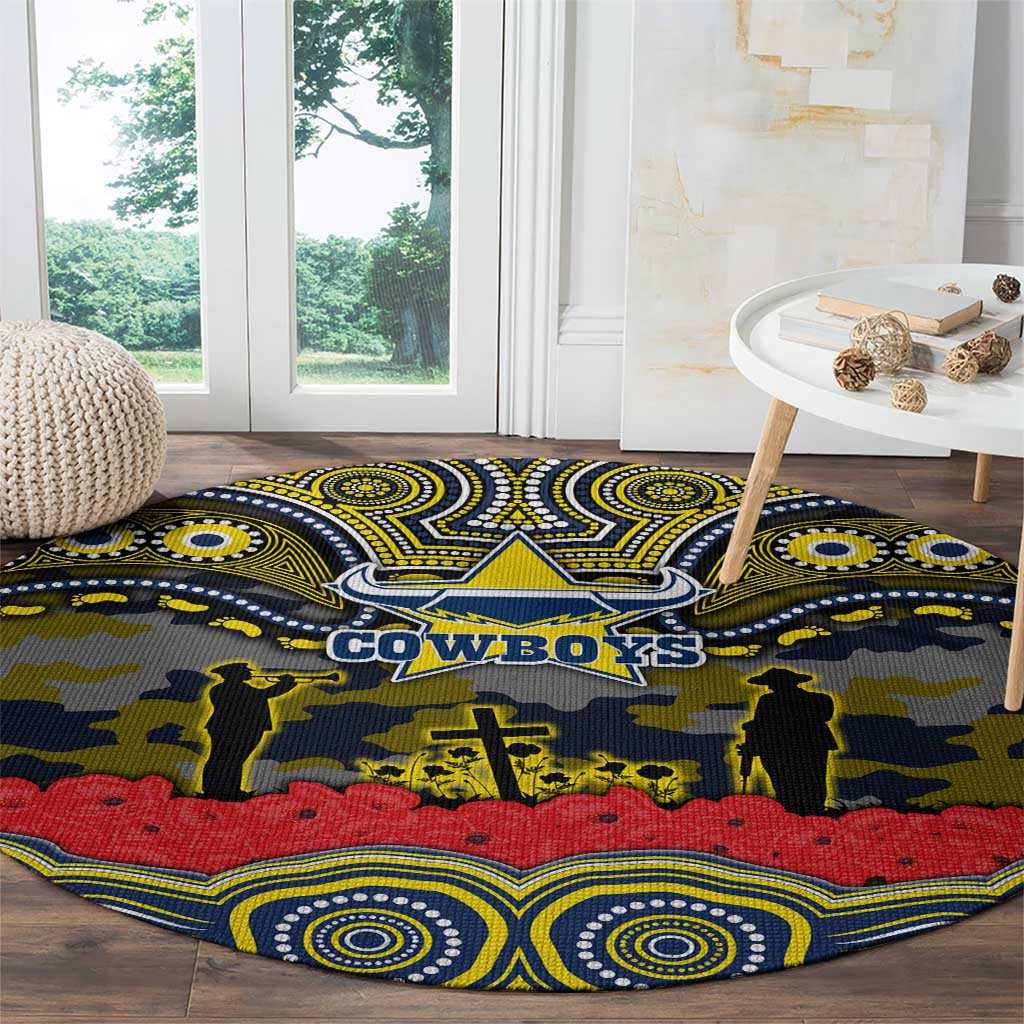 ANZAC Day North Queensland Cowboys Round Carpet Military Memorial Aboriginal Indigenous Art