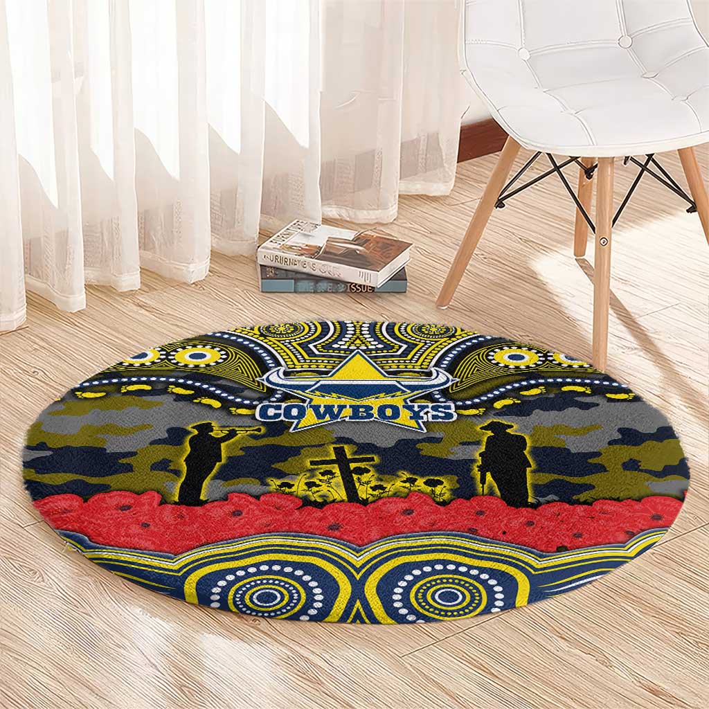 ANZAC Day North Queensland Cowboys Round Carpet Military Memorial Aboriginal Indigenous Art