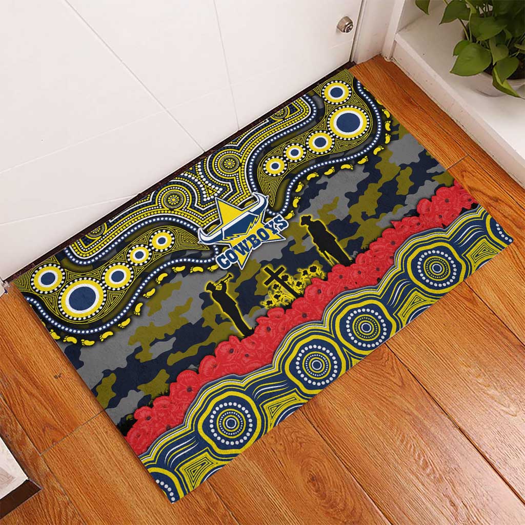 ANZAC Day North Queensland Cowboys Rubber Doormat Military Memorial Aboriginal Indigenous Art