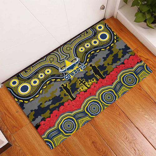 ANZAC Day North Queensland Cowboys Rubber Doormat Military Memorial Aboriginal Indigenous Art