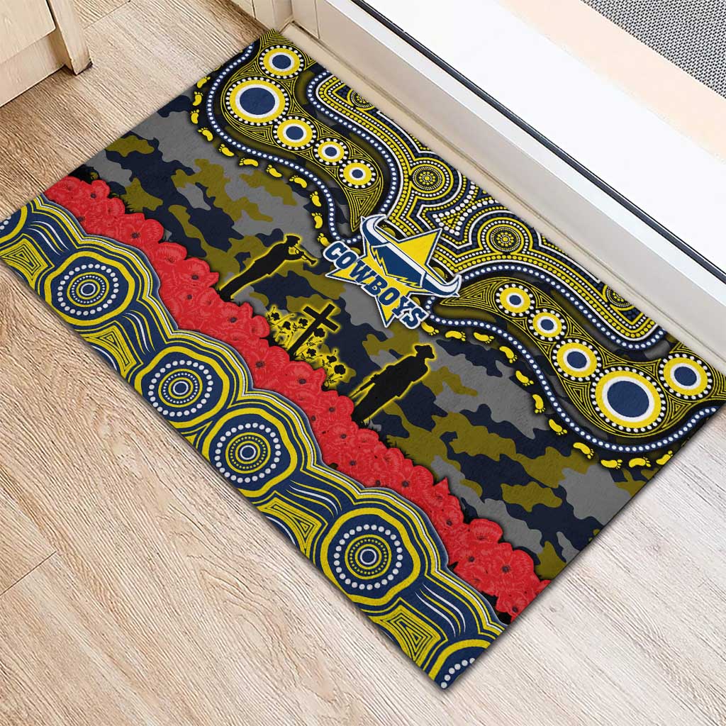 ANZAC Day North Queensland Cowboys Rubber Doormat Military Memorial Aboriginal Indigenous Art