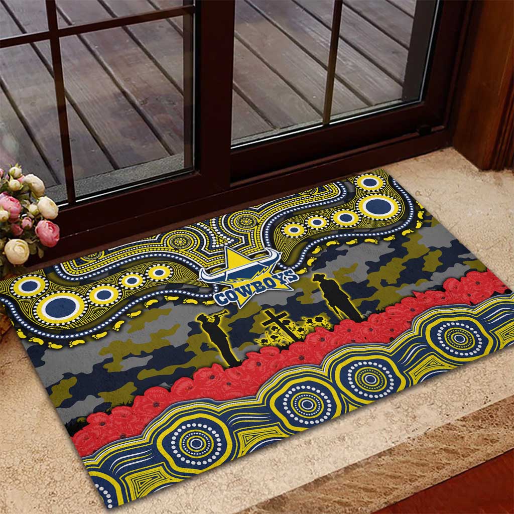 ANZAC Day North Queensland Cowboys Rubber Doormat Military Memorial Aboriginal Indigenous Art