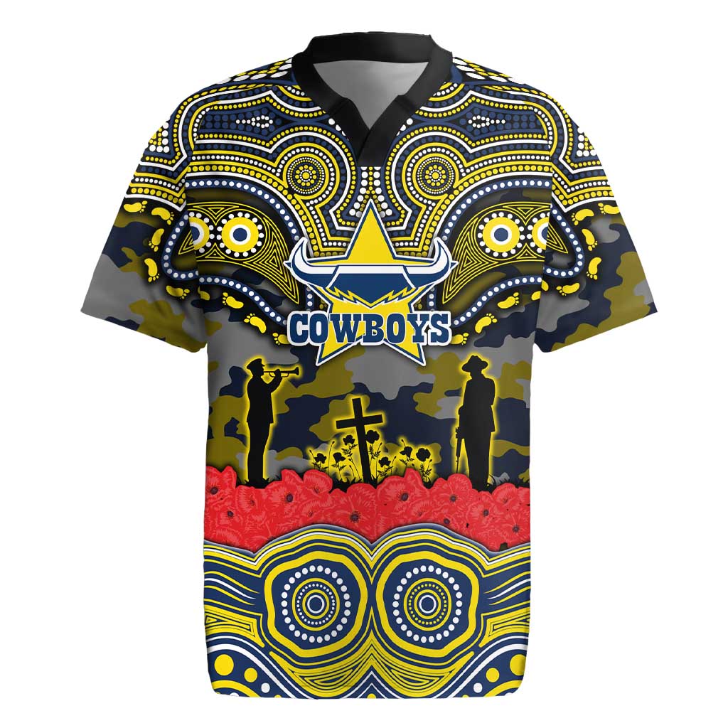ANZAC Day North Queensland Cowboys Rugby Jersey Military Memorial Aboriginal Indigenous Art