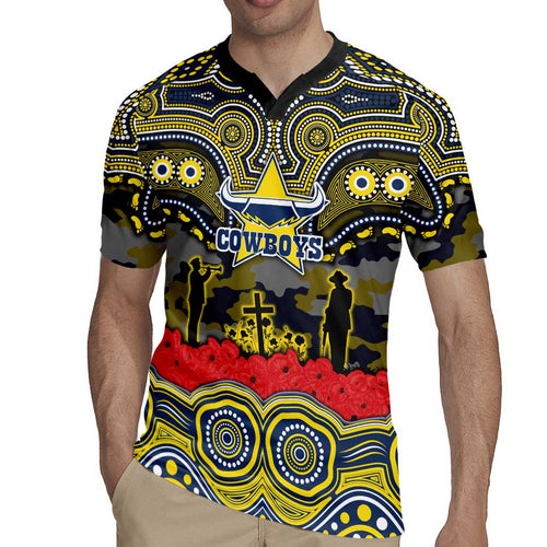 ANZAC Day North Queensland Cowboys Rugby Jersey Military Memorial Aboriginal Indigenous Art