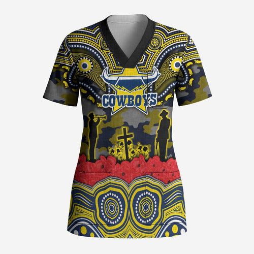 ANZAC Day North Queensland Cowboys Scrub Top Military Memorial Aboriginal Indigenous Art