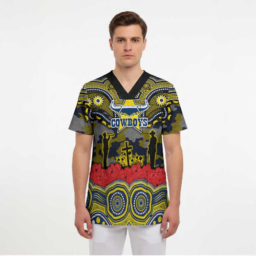 ANZAC Day North Queensland Cowboys Scrub Top Military Memorial Aboriginal Indigenous Art