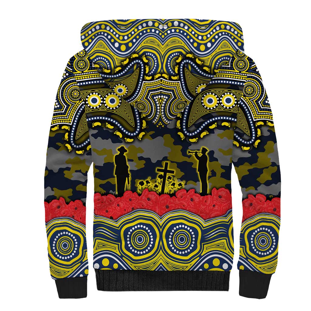 ANZAC Day North Queensland Cowboys Sherpa Hoodie Military Memorial Aboriginal Indigenous Art