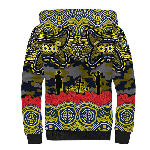 ANZAC Day North Queensland Cowboys Sherpa Hoodie Military Memorial Aboriginal Indigenous Art