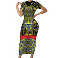 ANZAC Day North Queensland Cowboys Short Sleeve Bodycon Dress Military Memorial Aboriginal Indigenous Art
