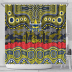 ANZAC Day North Queensland Cowboys Shower Curtain Military Memorial Aboriginal Indigenous Art
