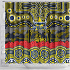 ANZAC Day North Queensland Cowboys Shower Curtain Military Memorial Aboriginal Indigenous Art