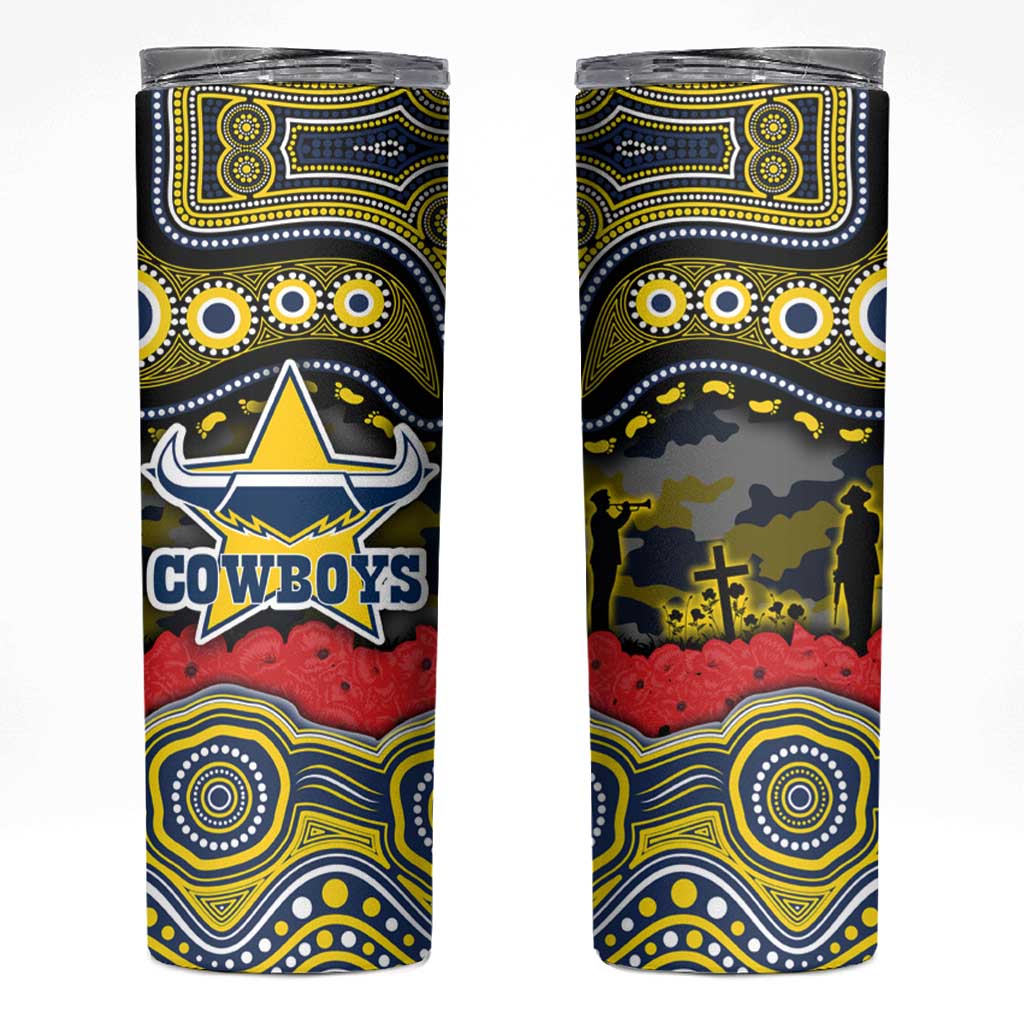 ANZAC Day North Queensland Cowboys Skinny Tumbler Military Memorial Aboriginal Indigenous Art