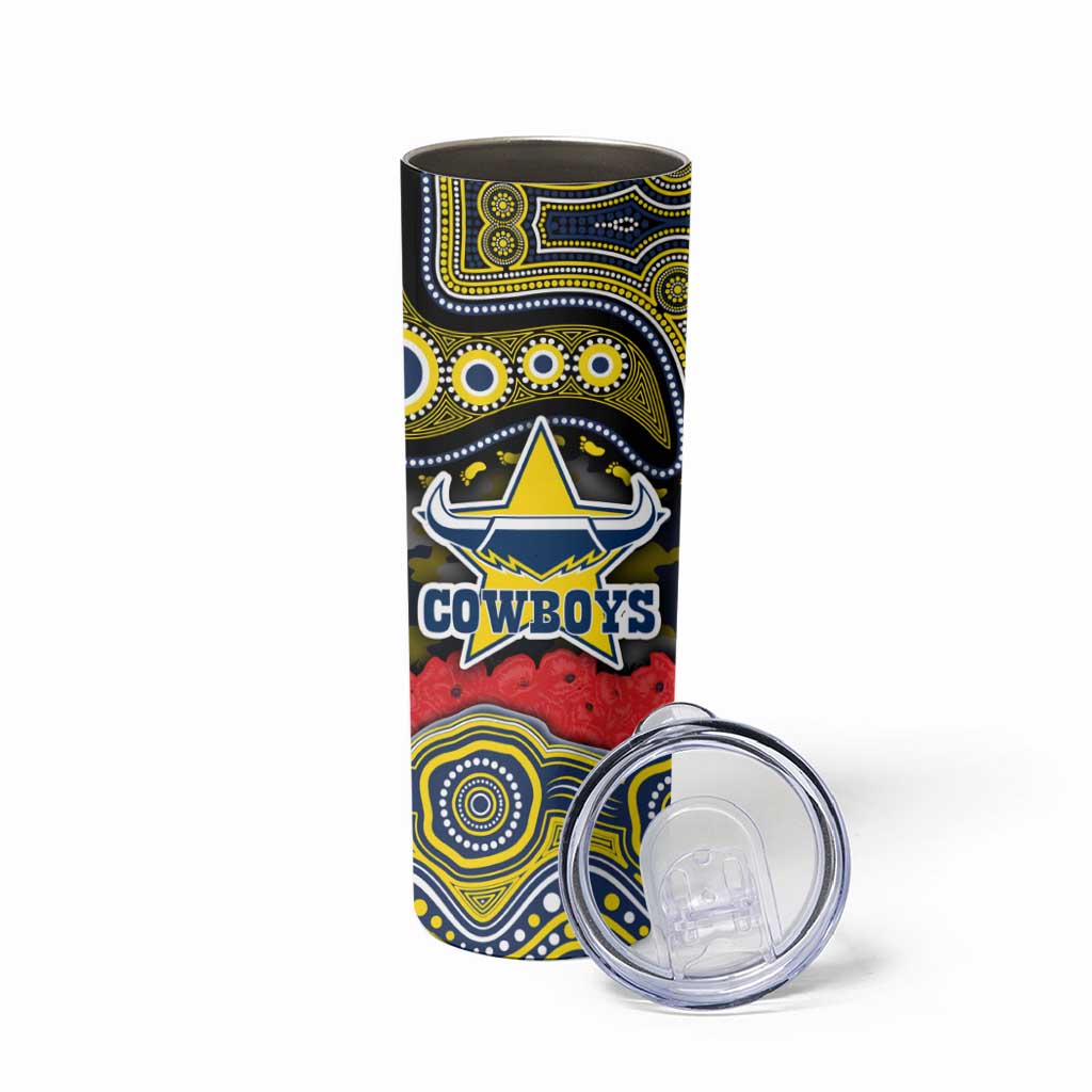 ANZAC Day North Queensland Cowboys Skinny Tumbler Military Memorial Aboriginal Indigenous Art