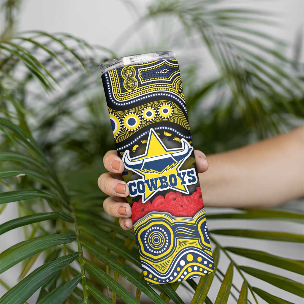 ANZAC Day North Queensland Cowboys Skinny Tumbler Military Memorial Aboriginal Indigenous Art