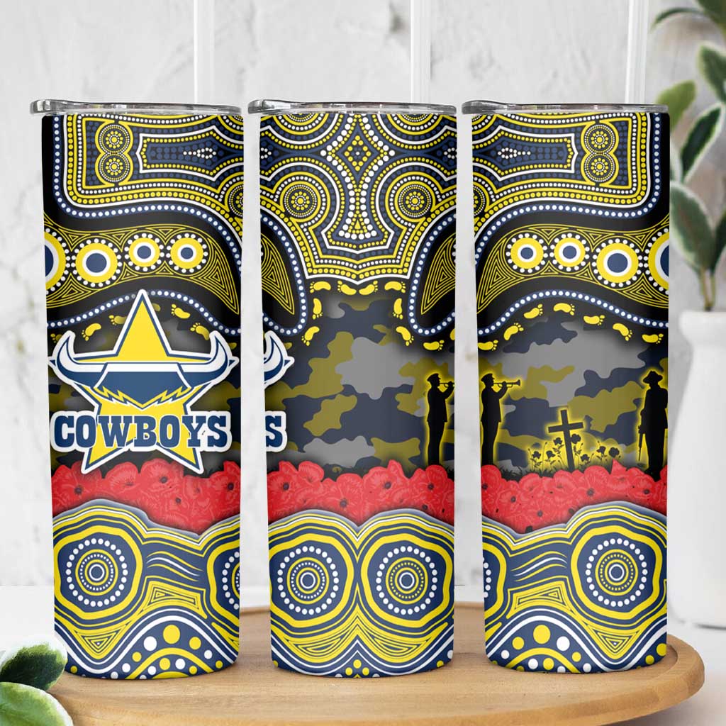 ANZAC Day North Queensland Cowboys Skinny Tumbler Military Memorial Aboriginal Indigenous Art