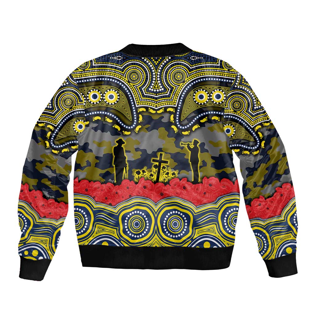 ANZAC Day North Queensland Cowboys Sleeve Zip Bomber Jacket Military Memorial Aboriginal Indigenous Art