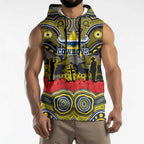ANZAC Day North Queensland Cowboys Sleeveless Hoodie Military Memorial Aboriginal Indigenous Art