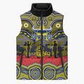 ANZAC Day North Queensland Cowboys Sleeveless Puffer Jacket Military Memorial Aboriginal Indigenous Art