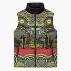 ANZAC Day North Queensland Cowboys Sleeveless Puffer Jacket Military Memorial Aboriginal Indigenous Art