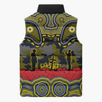 ANZAC Day North Queensland Cowboys Sleeveless Puffer Jacket Military Memorial Aboriginal Indigenous Art
